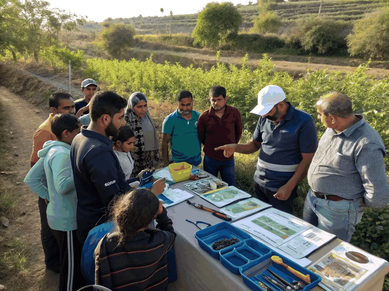 A workshop in session, where participants are learning about garden design and maintenance techniques, highlighting APJB's commitment to education and skill-building.